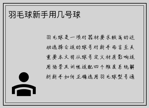 羽毛球新手用几号球